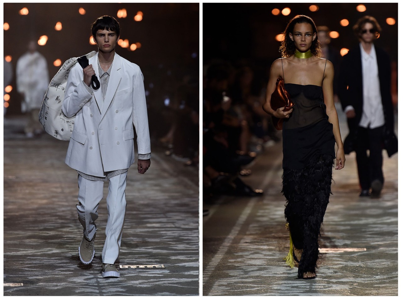 HUGO的新品发布时装秀在佛罗伦萨的旧工厂里点了上百根蜡烛