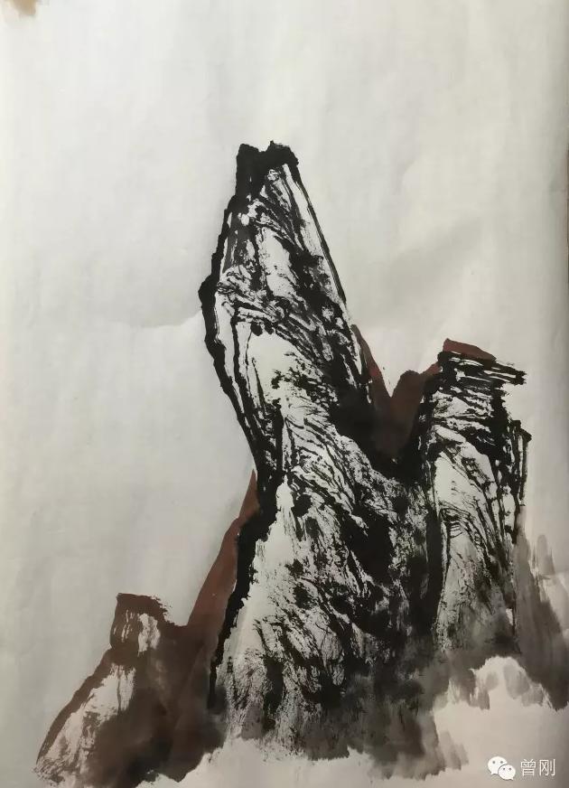 曾刚山水教学第一讲,临摹曾刚老师彩墨山水