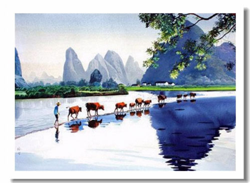 天天漫画网：实力派画家王培堃《水彩风景画---广西八景之滨》