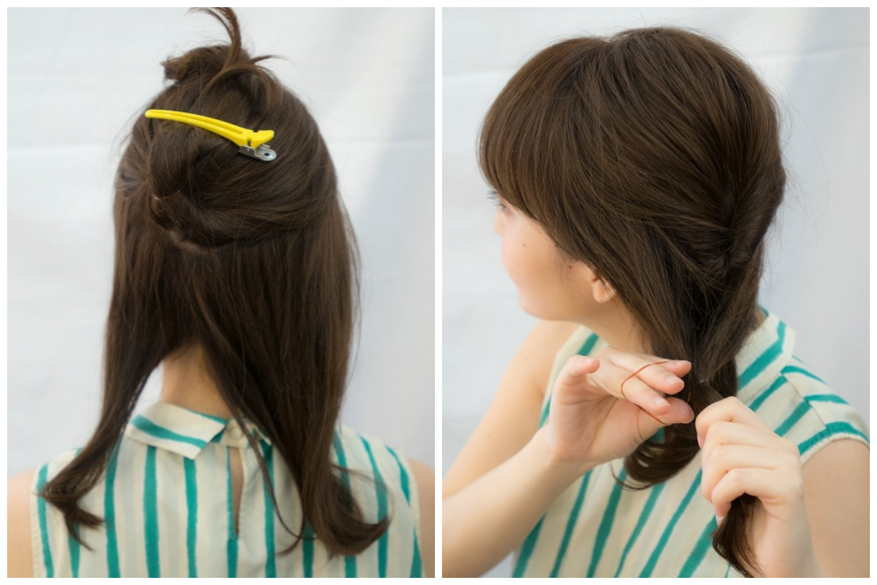 冬天文静的编发发型,长发编发教程文静型