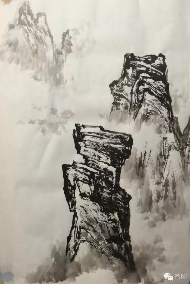 曾刚山水教学第一讲,临摹曾刚老师彩墨山水