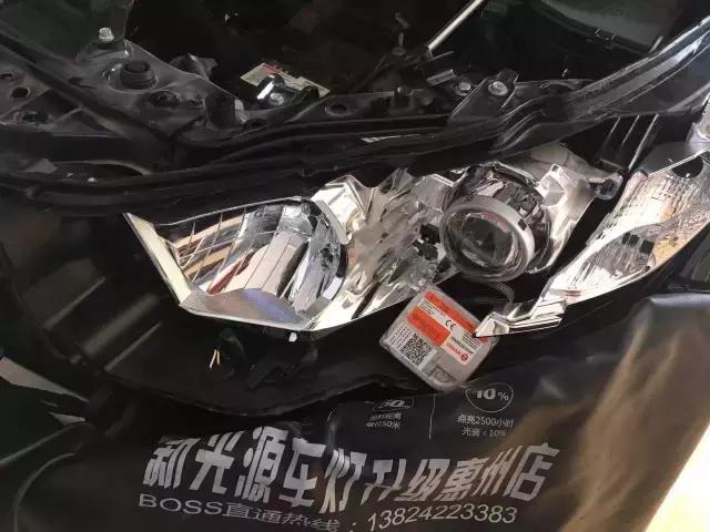 惠州新光源灯光升级,汉兰达原车灯发黄昏暗升级NHK德国版海五双光透镜!