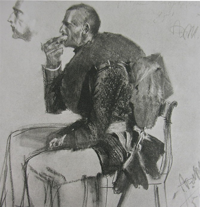 阿尔道夫门采尔素描作品赏析,素描大师门采尔速写