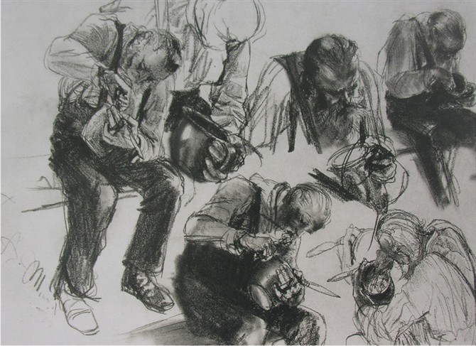 阿尔道夫门采尔素描作品赏析,素描大师门采尔速写