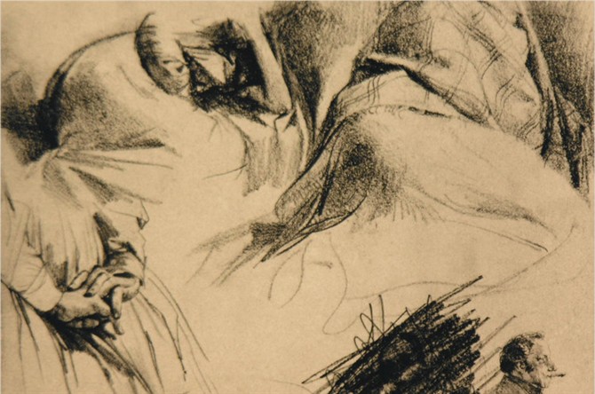 阿尔道夫门采尔素描作品赏析,素描大师门采尔速写