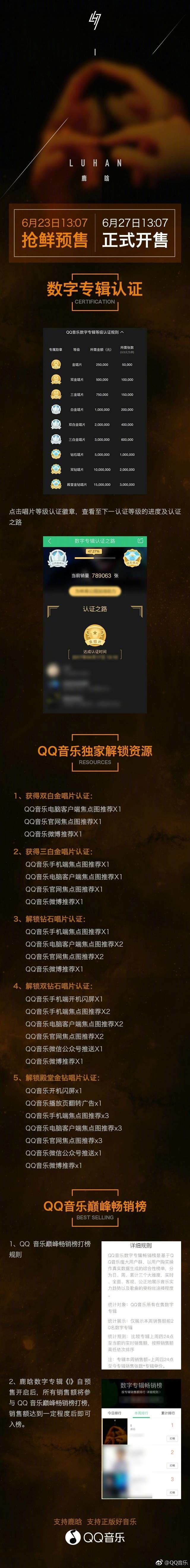 170622鹿晗《I》三大音乐平台「支持攻略」专享福利等你来