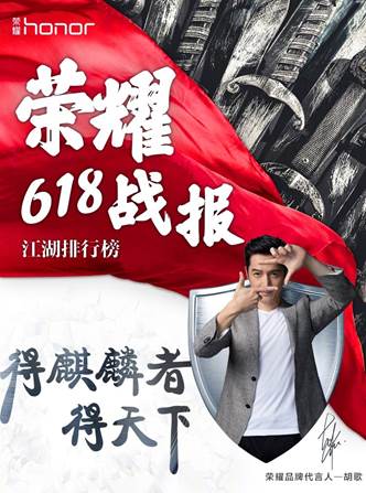 华为荣耀手机首次独自参战618拿下京东平台中国手机品牌累计销售额冠军