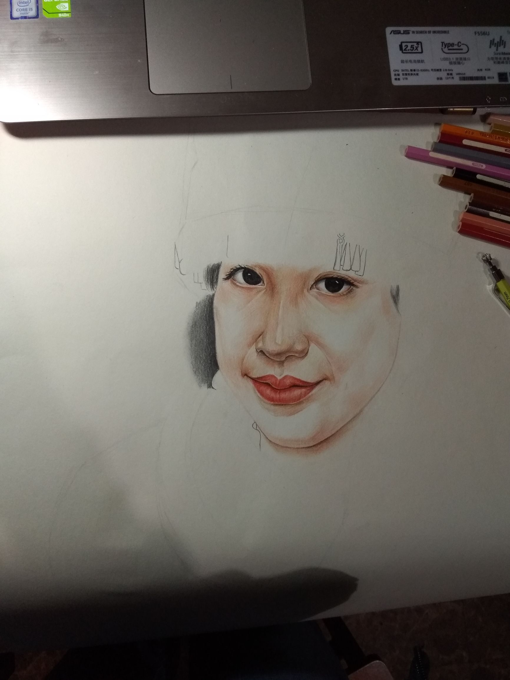 马克笔画苗族少女,苗族姑娘彩铅画