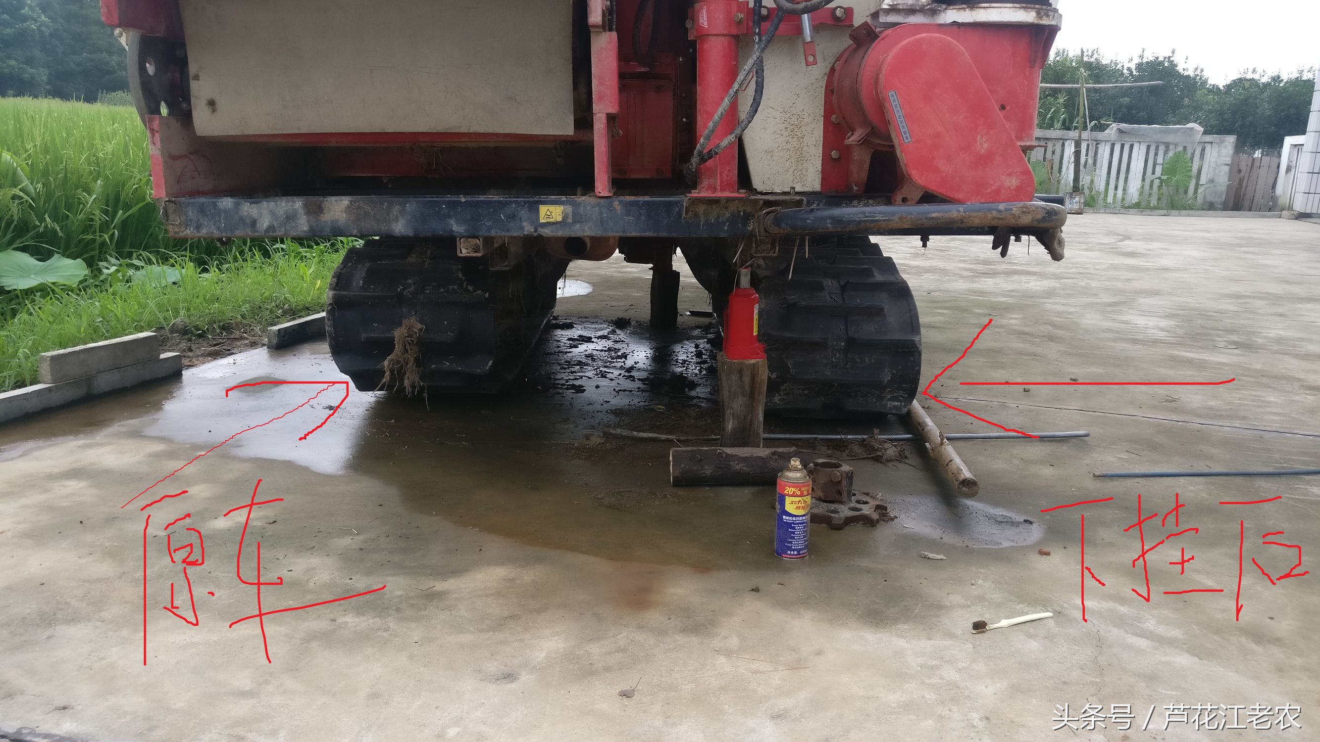 福田玉米收割机大轮改履带,福田gr70履带收割机