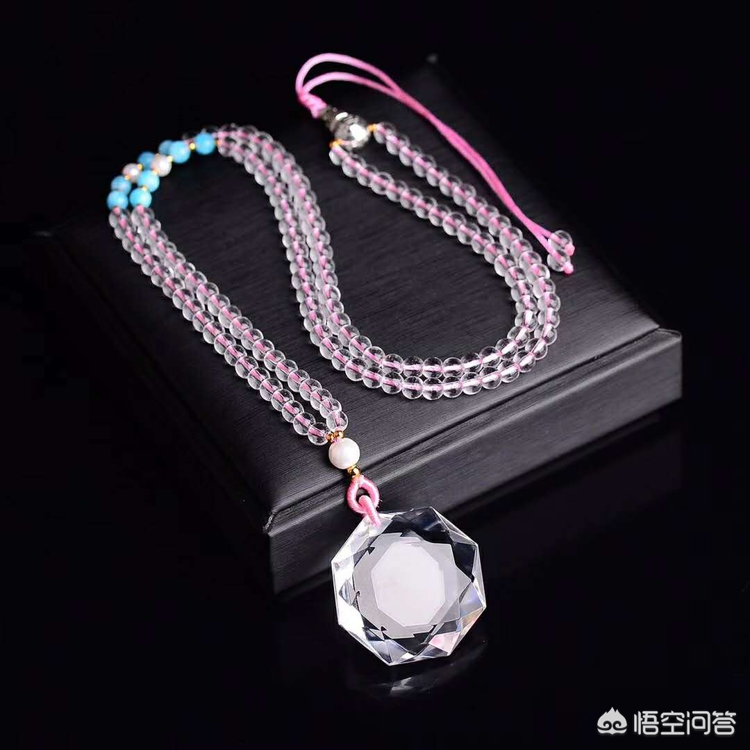 水晶吊坠项链做法,水晶项链配和田玉吊坠