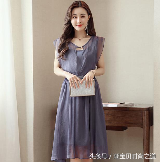 70后女人出门穿这些连衣裙美翻了,8090后女人穿简单大气连衣裙