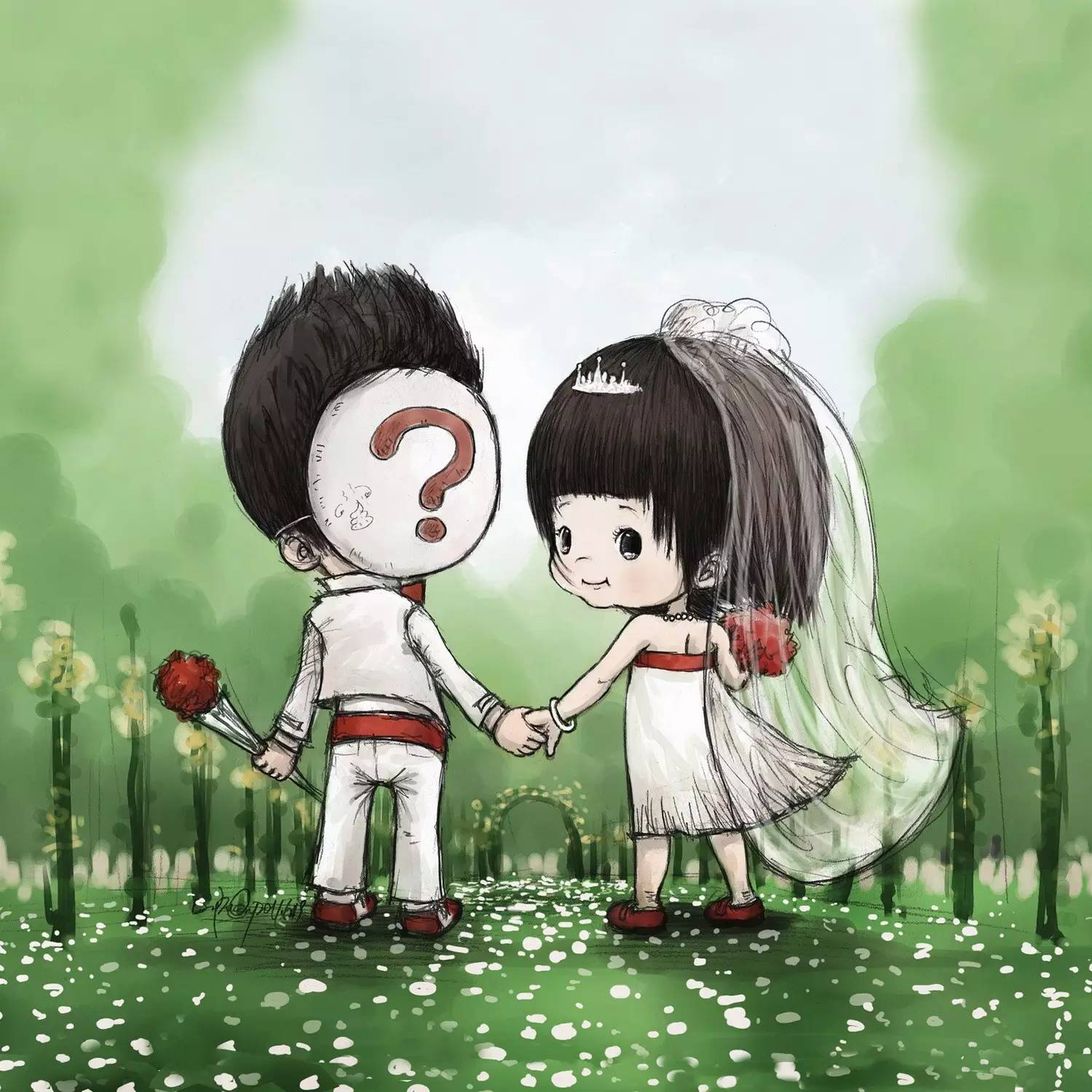 天空下的小雏菊绘画水彩,天空下的绘画作品