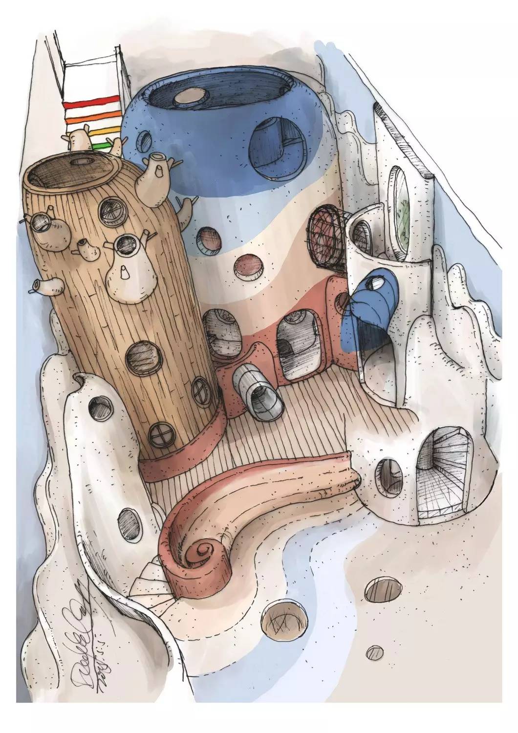 天空下的小雏菊绘画水彩,天空下的绘画作品