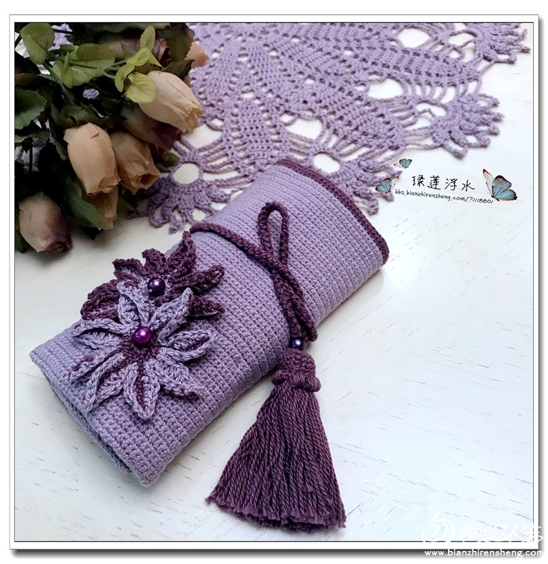 抽绳钩针束口收纳包,钩针钩的收纳包的钩法