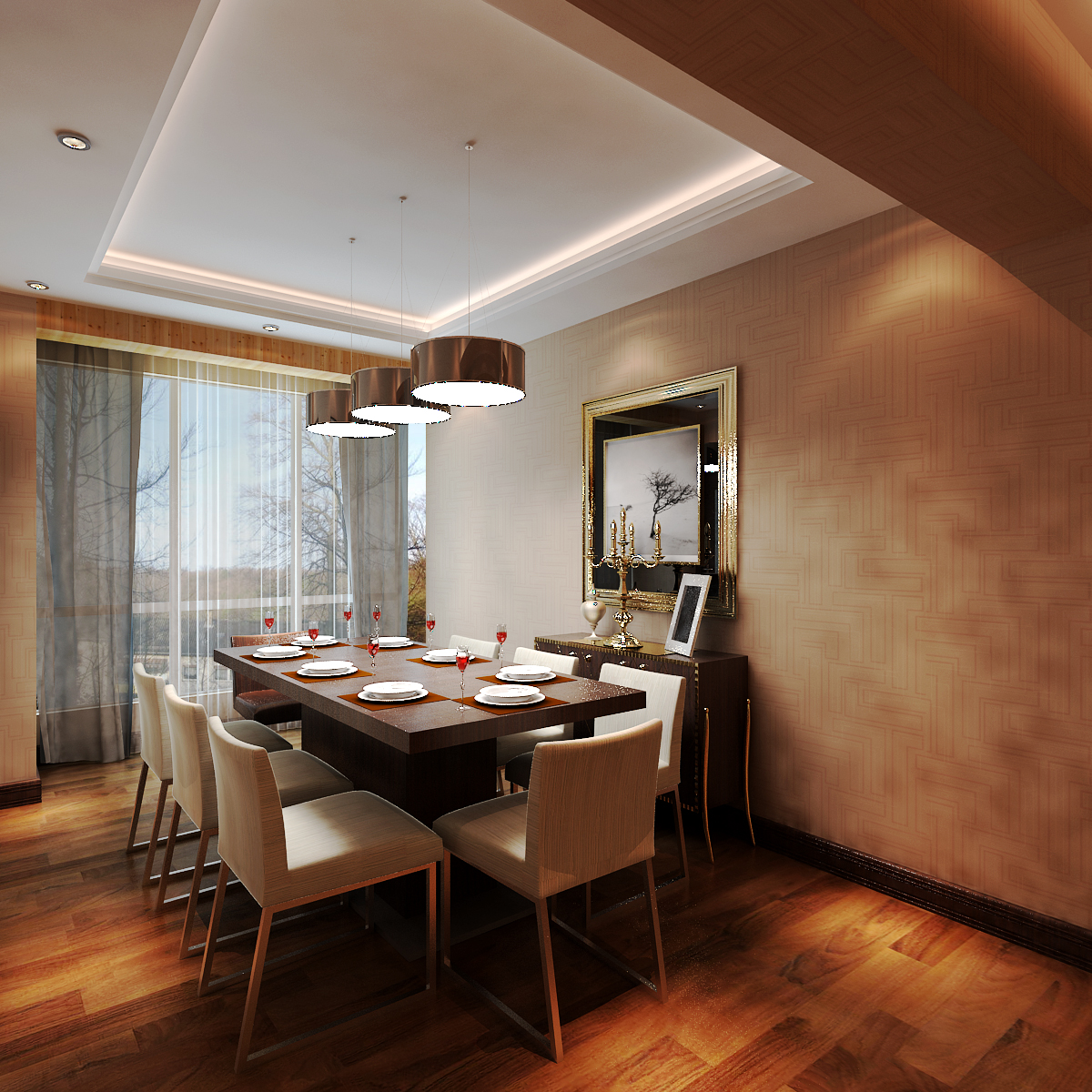 石家庄九里晴川131平装修图,公元九里室内装修效果图现代简约