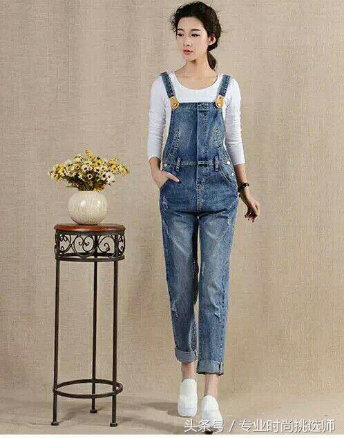 女小脚显瘦韩版牛仔背带裤,背带裤显瘦遮肚子牛仔