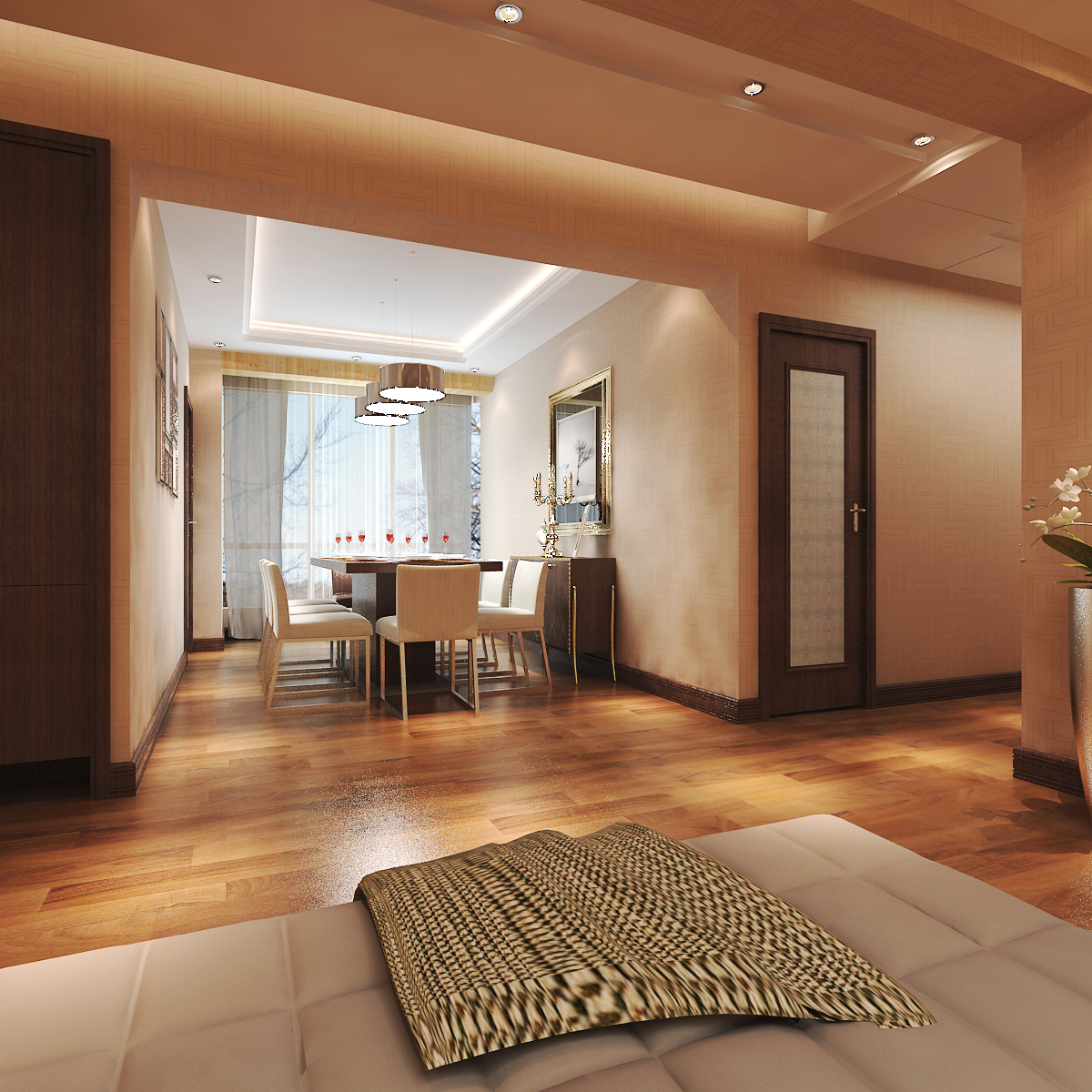 石家庄九里晴川131平装修图,公元九里室内装修效果图现代简约