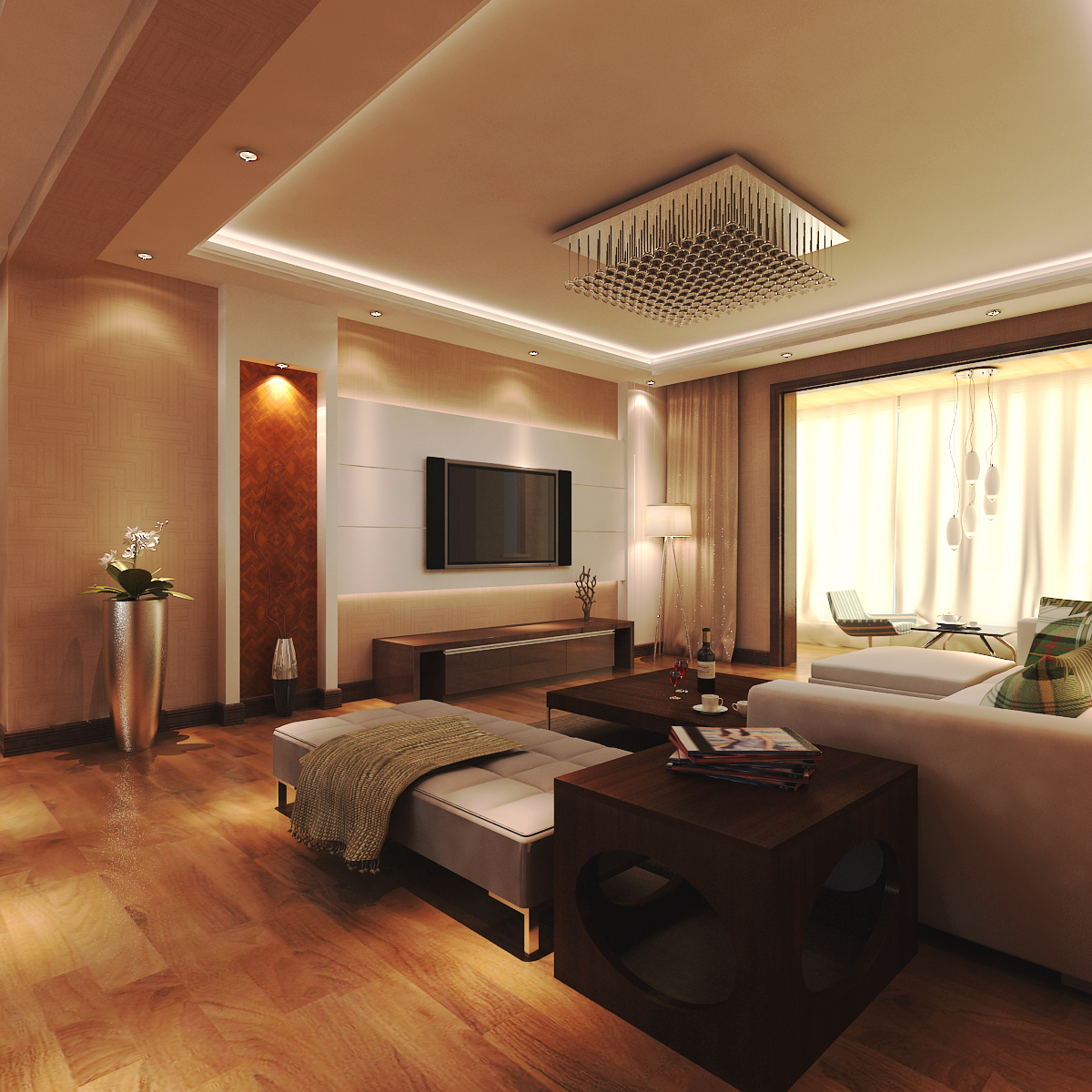 石家庄九里晴川131平装修图,公元九里室内装修效果图现代简约