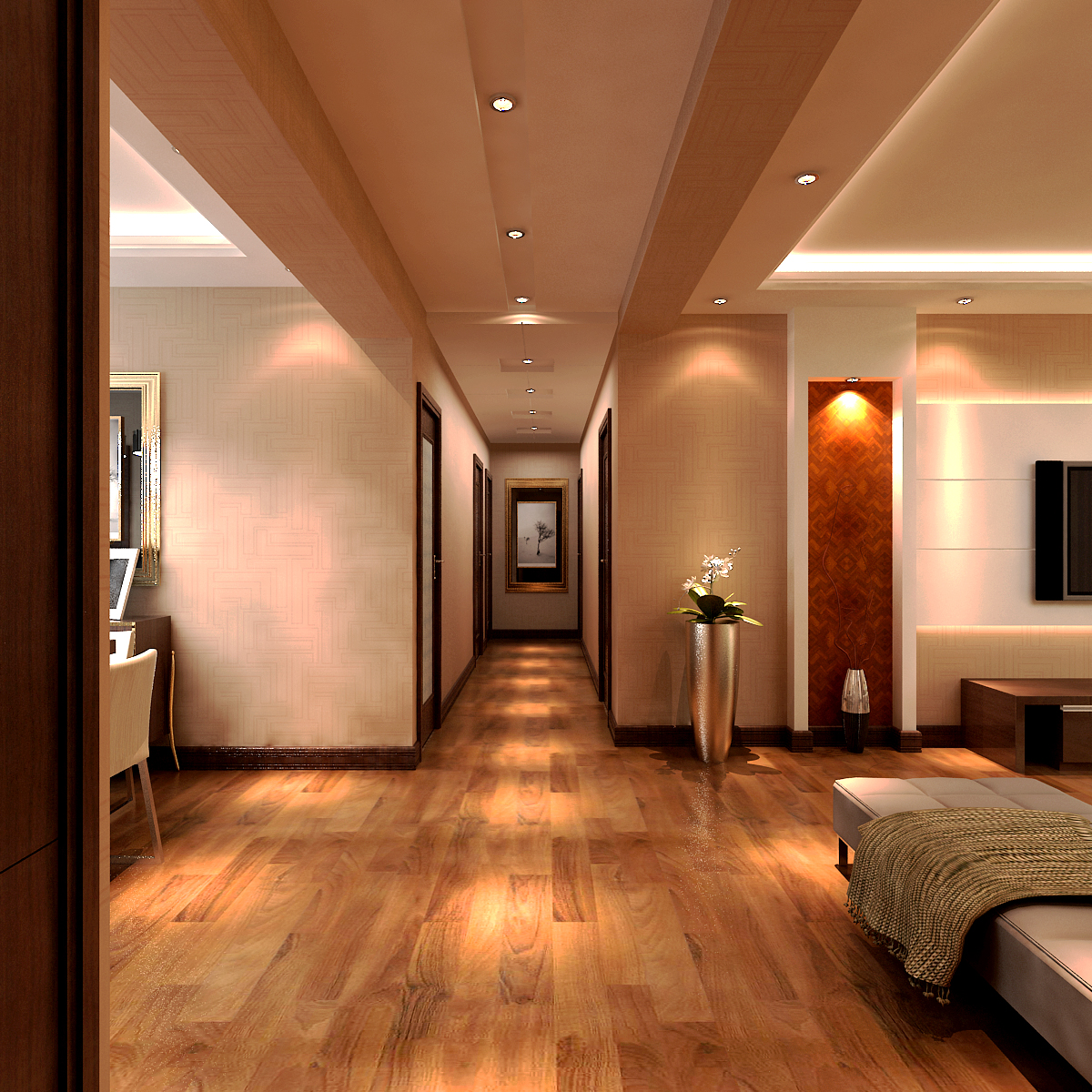 石家庄九里晴川131平装修图,公元九里室内装修效果图现代简约