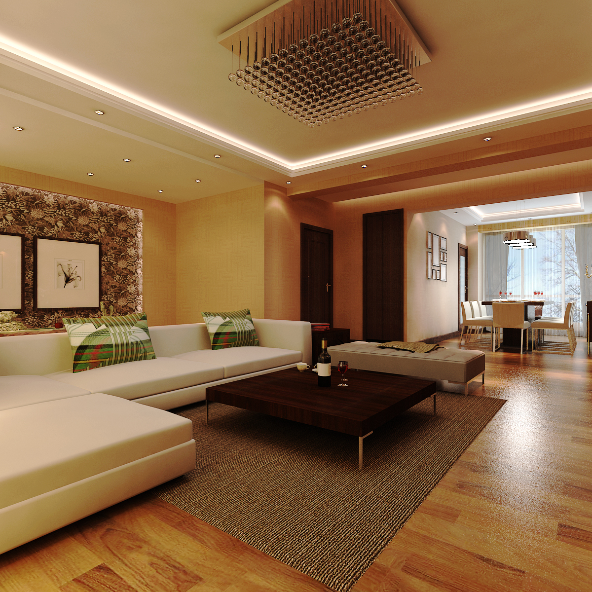 石家庄九里晴川131平装修图,公元九里室内装修效果图现代简约