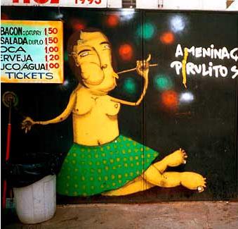 双生涂鸦组合OsGemeos特色：黄皮肤公仔