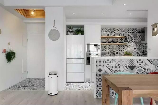 360度旋转电视墙效果图,宜家风格装修电视墙