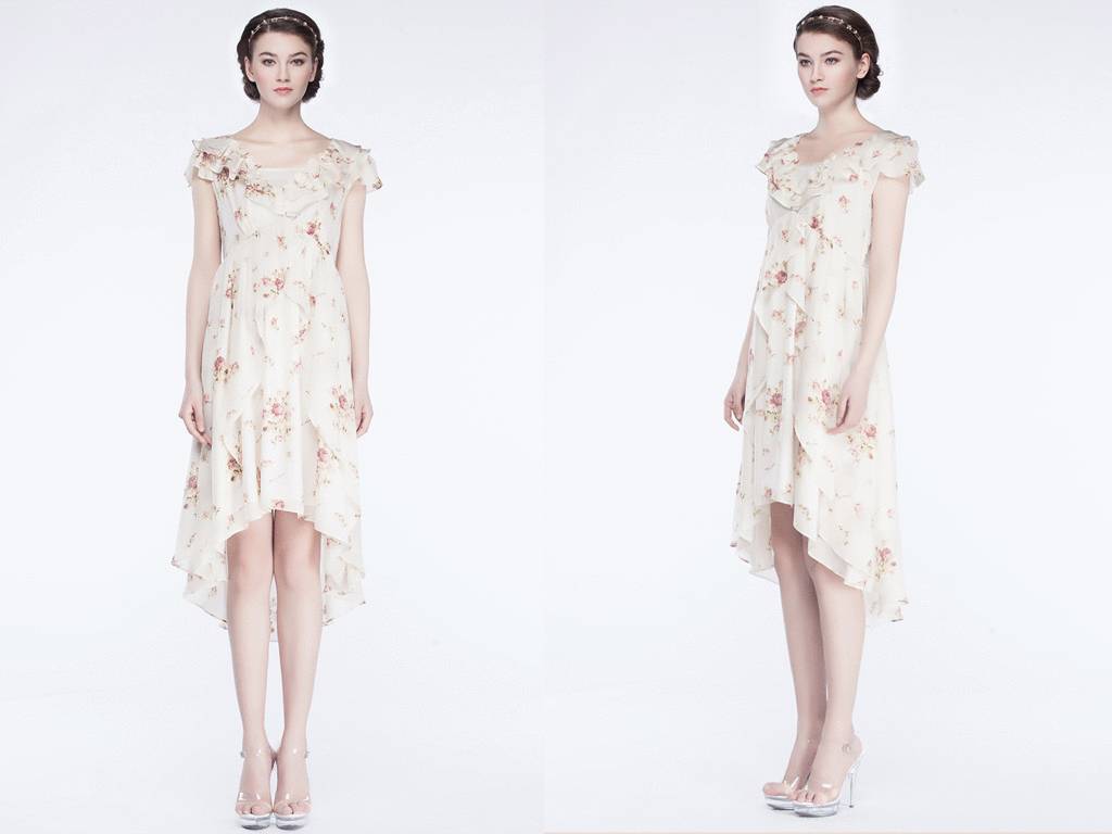 小花裙连衣裙中长款,小白裙连衣裙高端大气上档次