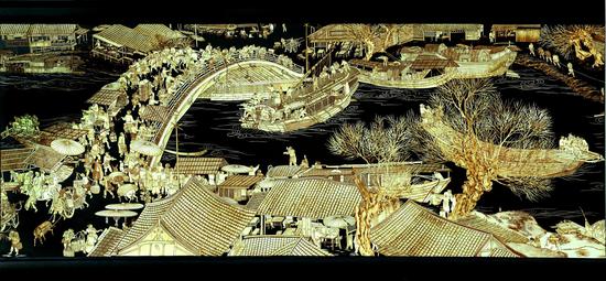 麦秆剪贴工艺作品,张霓环