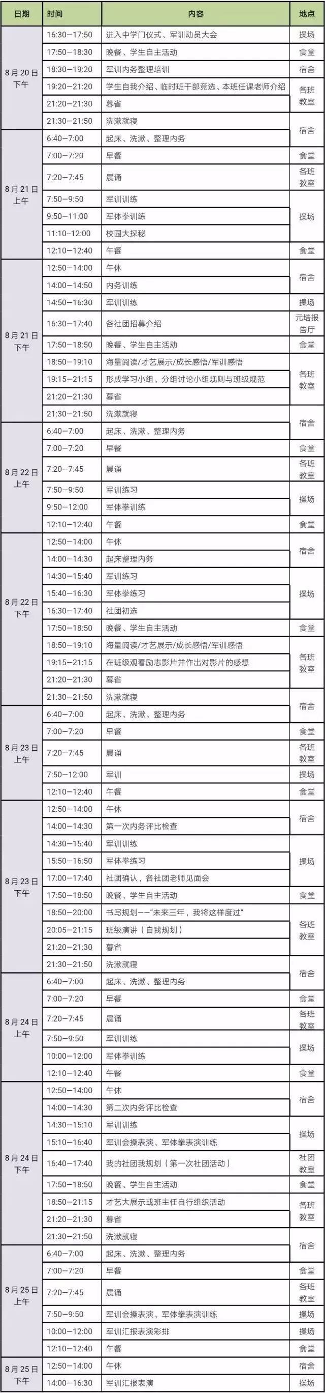 贵阳一中、实验三中等学校公布开学报到、军训时间，细致到床单尺寸、袜子颜色、蚊帐大小……