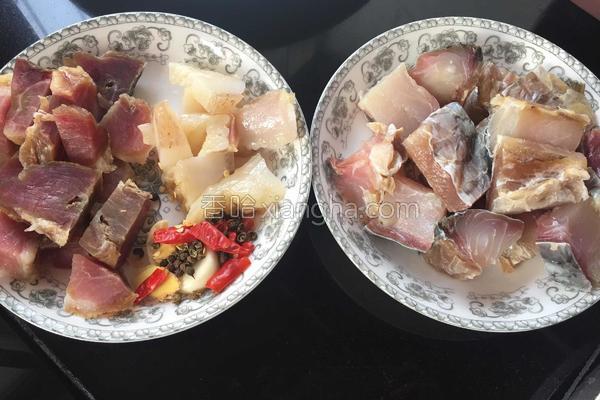 腊肉烧笋干皮,腊肉烧豇豆干