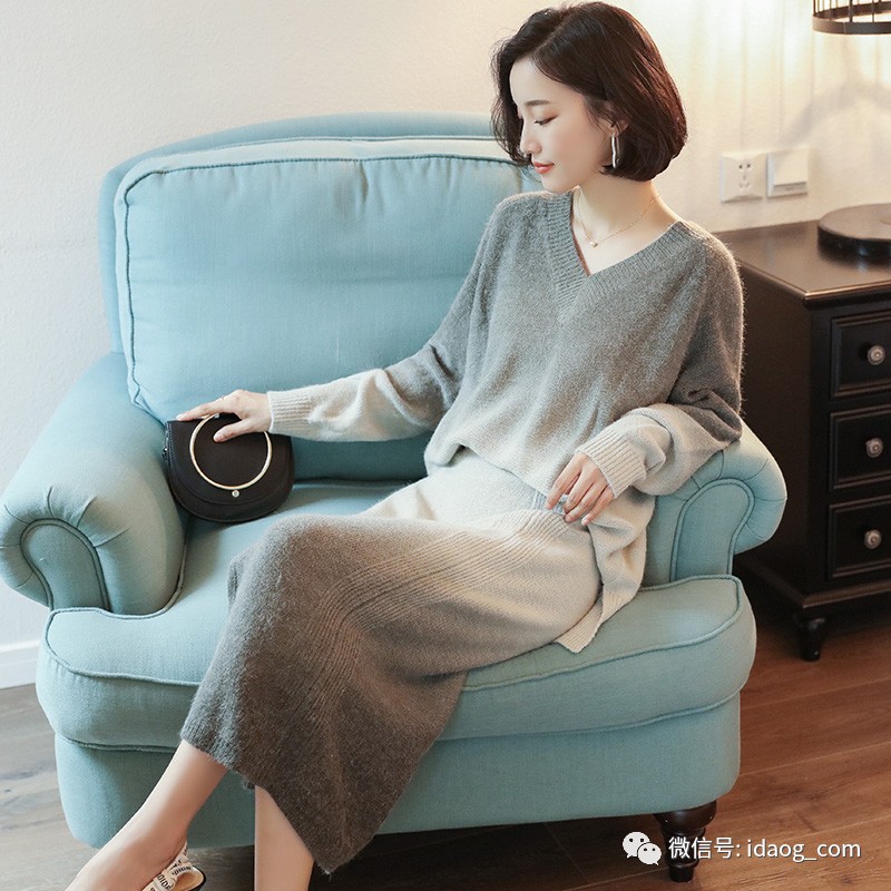 秋冬针织裙套装时髦,慵懒风针织套装裙