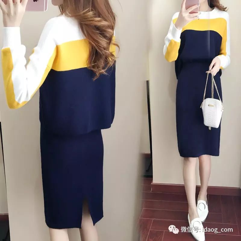 秋冬针织裙套装时髦,慵懒风针织套装裙