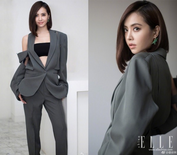 周冬雨戴超大珍珠耳环,周冬雨同款不对称耳环