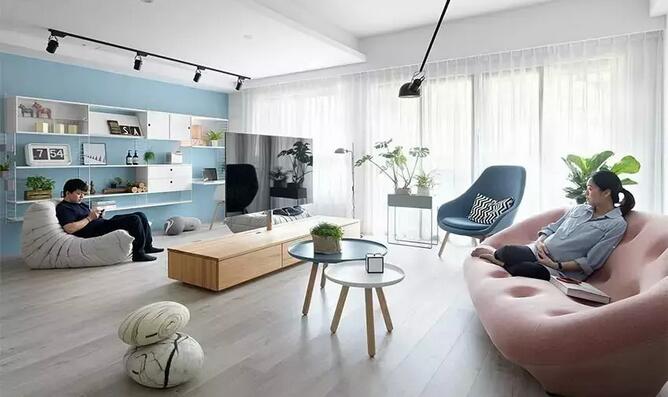 360度旋转电视墙效果图,宜家风格装修电视墙