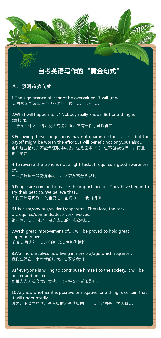 英语二自考作文必背短语,自考英语二作文万能句式