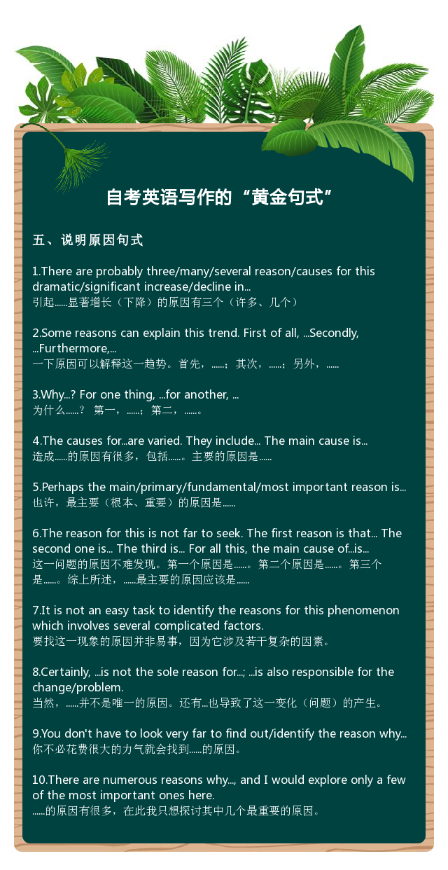 英语二自考作文必背短语,自考英语二作文万能句式