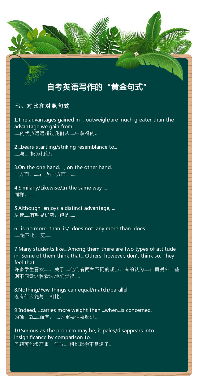 英语二自考作文必背短语,自考英语二作文万能句式