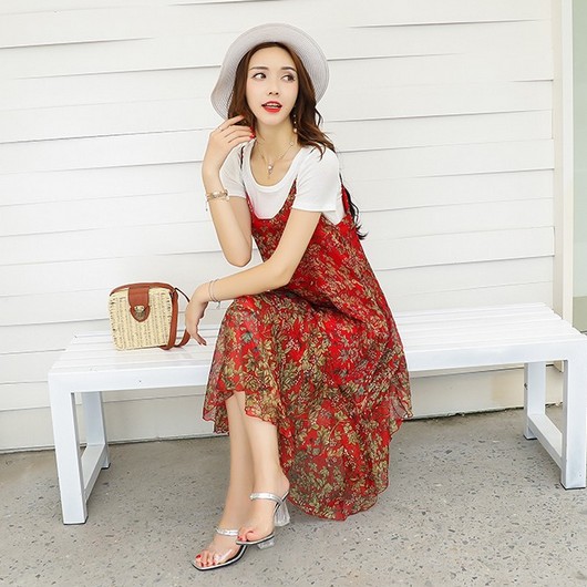 套装碎花裙,紫色碎花裙套装