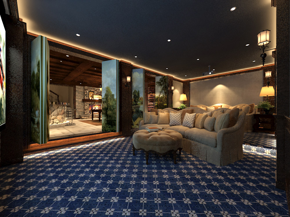 艺术雕琢华贵的妆点艺术的殿堂,听雨观澜流水别墅480平,林凤装饰全案整装设计