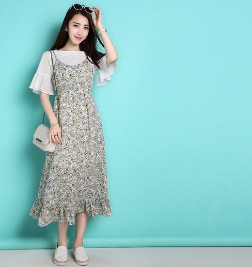 套装碎花裙,紫色碎花裙套装