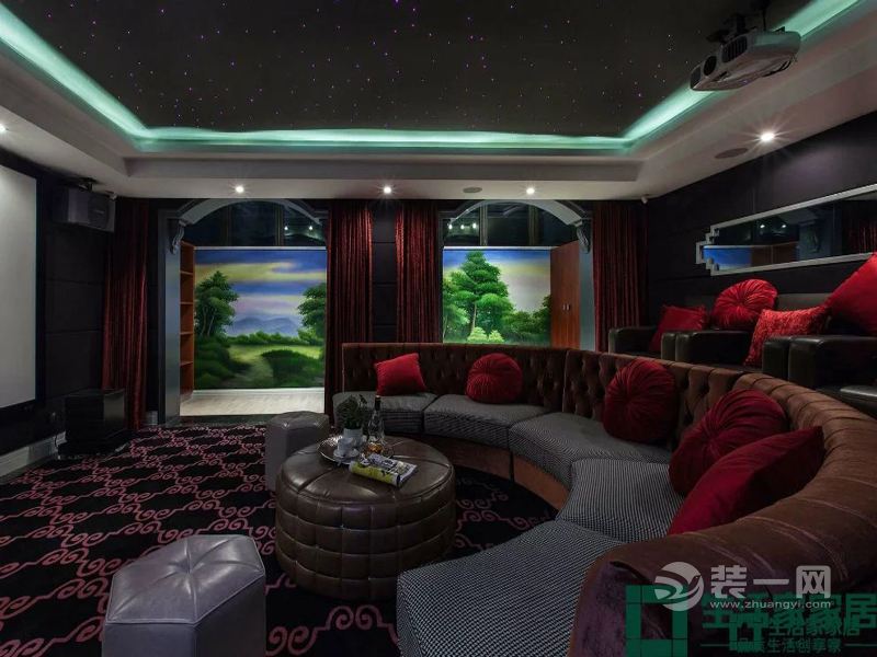 简装家庭地下室ktv,时尚别墅地下室小ktv