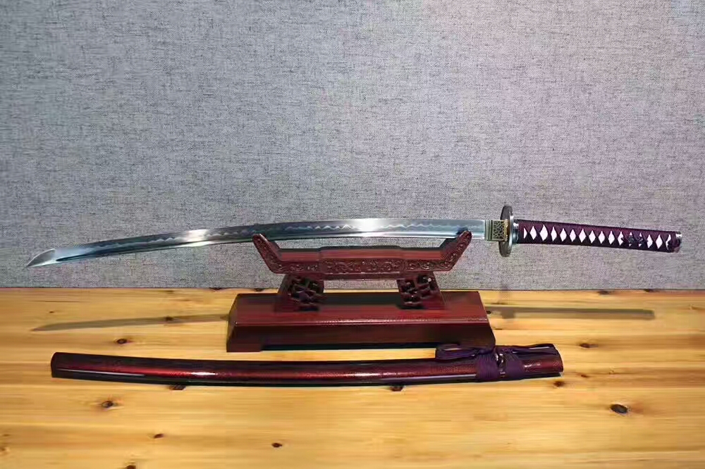 龙泉传统刀剑蓝色双鱼武士刀欣赏,龙泉刀剑堂武士刀