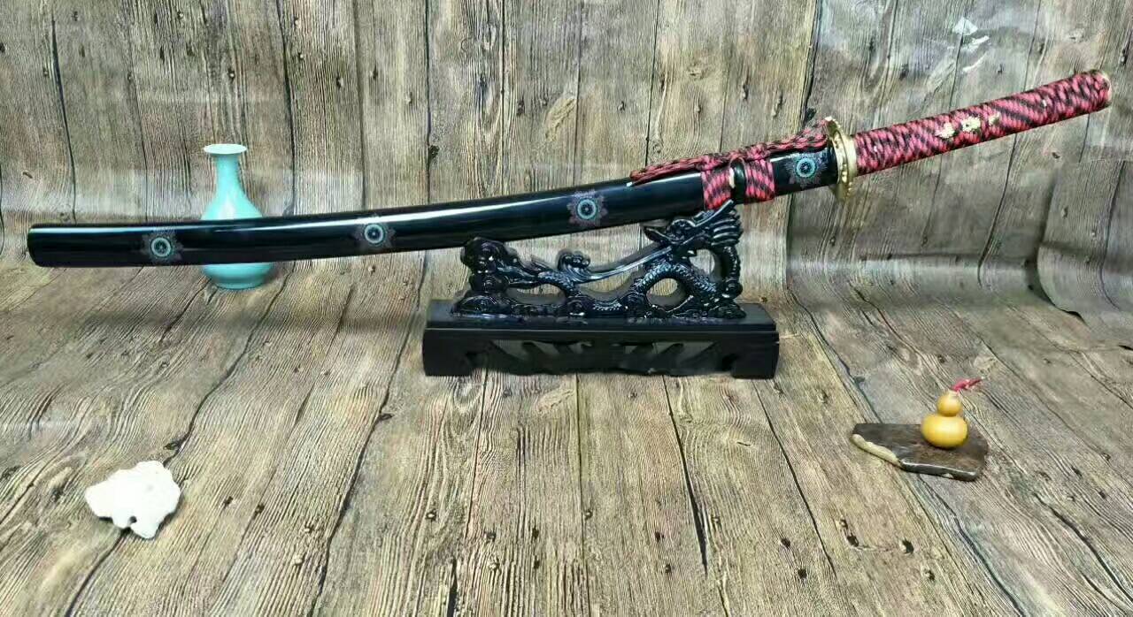 龙泉传统刀剑蓝色双鱼武士刀欣赏,龙泉刀剑堂武士刀