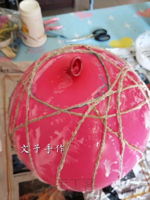 diy精美的创意手工吊灯灯罩教程,麻绳灯罩效果图