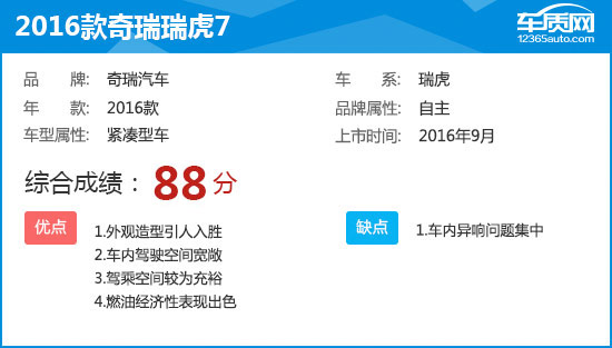 2016款瑞虎7耀臻版功能介绍,2016瑞虎7耀臻版2.0l