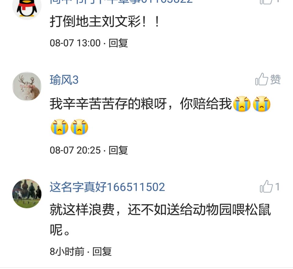 那些搞笑的评论之一松鼠说，那是我娶十房姨太的钱