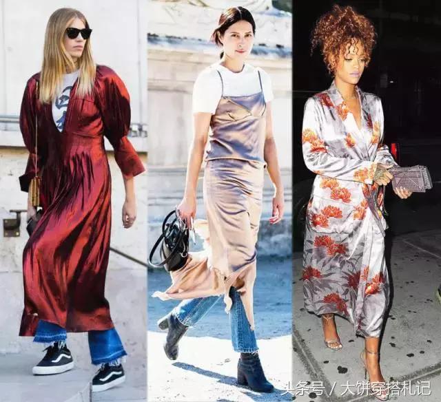 缎面睡衣风,质感女式睡衣中长款缎面