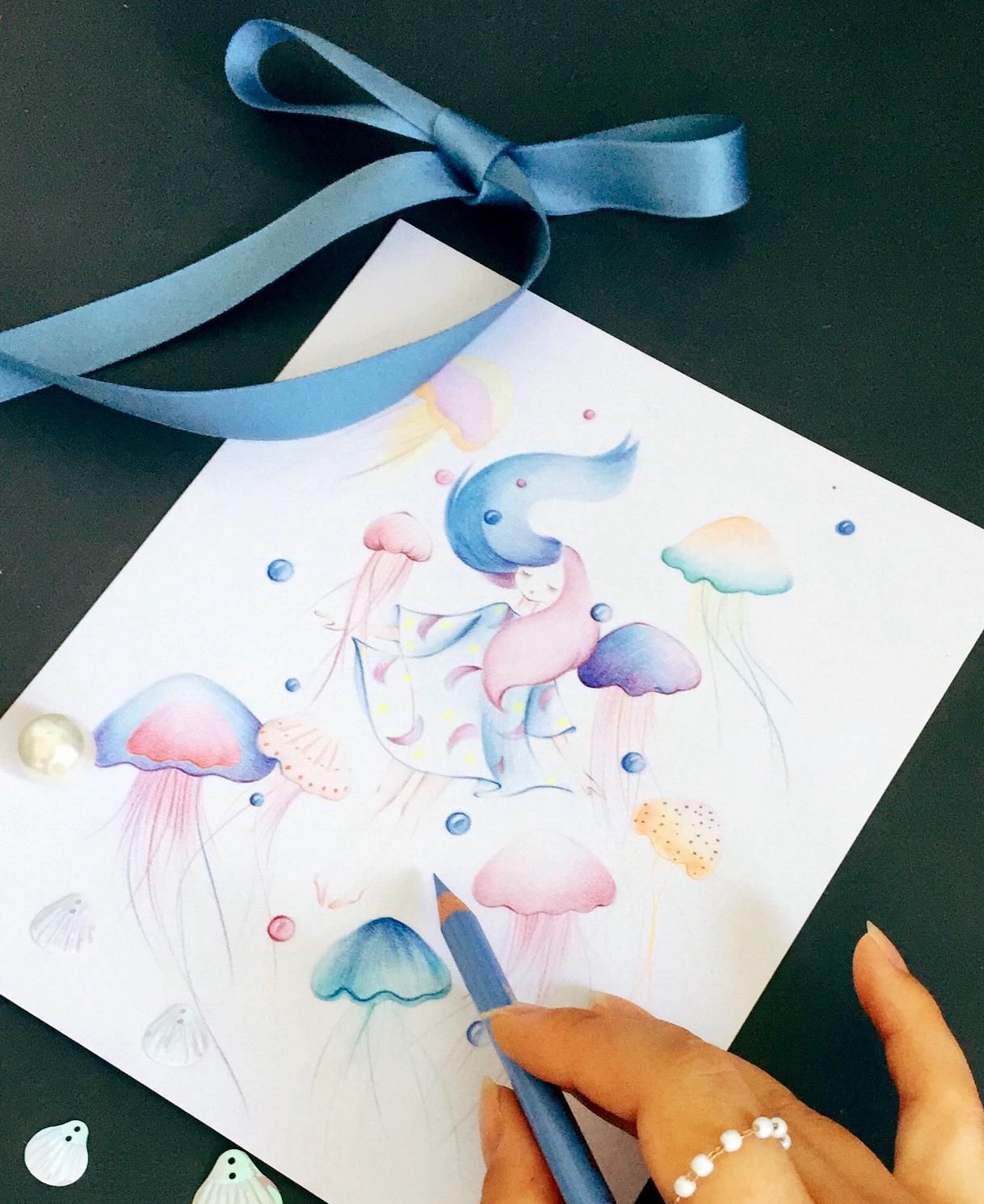 水母精灵的画法,水母精灵绘画教程