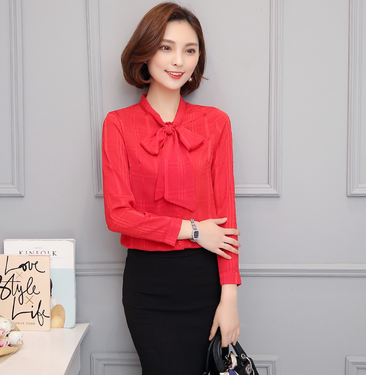 中长款雪纺衫上衣新款蝴蝶结,碎花雪纺衫蝴蝶结长袖