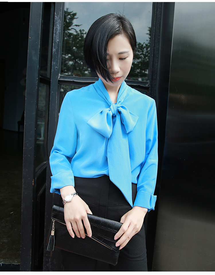 中长款雪纺衫上衣新款蝴蝶结,碎花雪纺衫蝴蝶结长袖